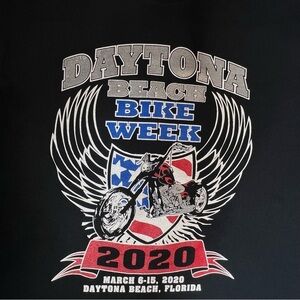 Daytona Beach 2020 T-Shirt, Bike Week Mens Sz L, Motorcycle, Patriotic, Black